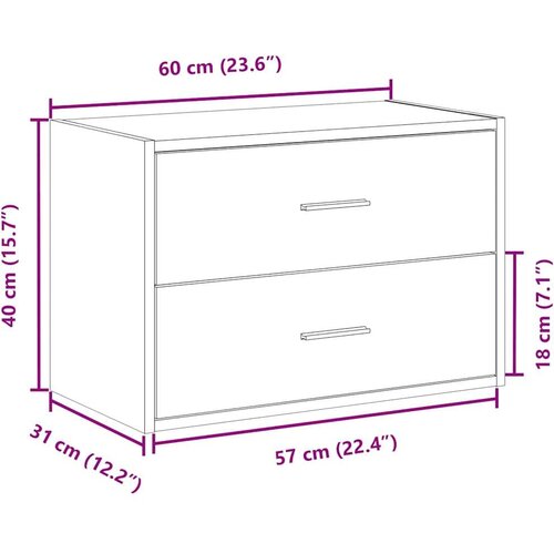 vidaXL Ormarić s 2 ladice boja hrast 60x31x40 cm konstruirano drvo Cijene