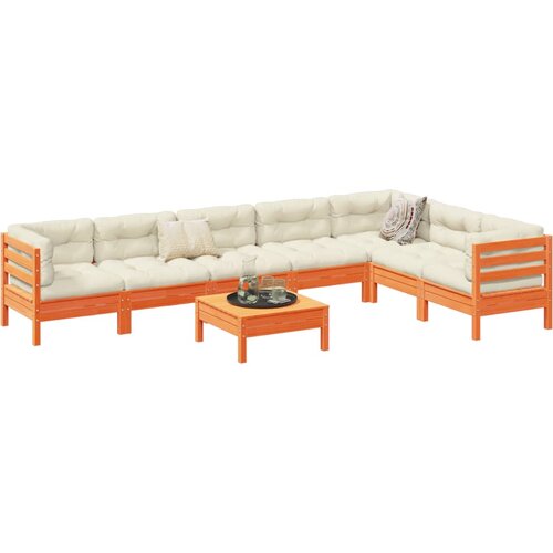  8-dijelni set vrtnih sofa s jastucima voštano smeđi od borovine Cene