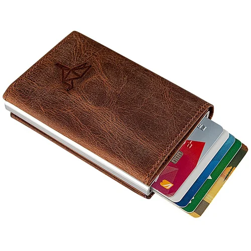 Garbalia Genuine Leather Automatic Mechanical Crazy Tan Wallet.