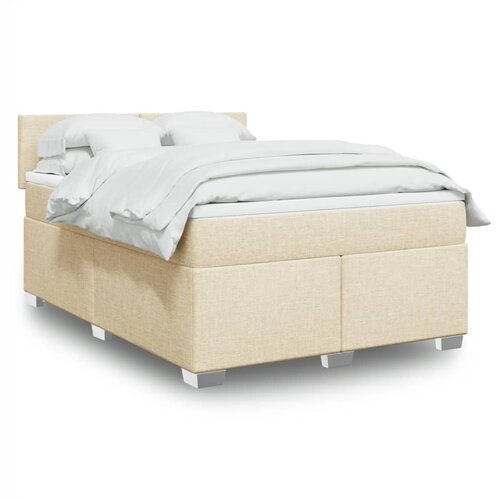 VidaXL Krevet s oprugama i madracem krem 140x200 cm od tkanine Slike