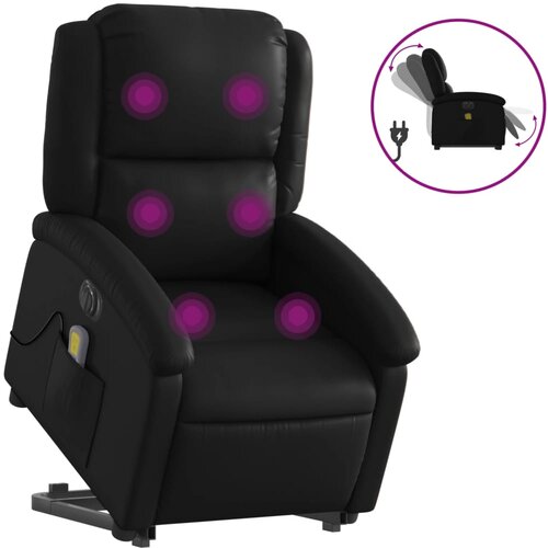 Maison Chic Električni masažni fotelj - Relax naslanjač s funkcijo vstajanja črno um. usnje, (22042546) Cene