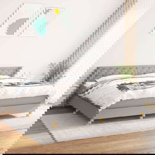  Box spring postelja z vzmetnico svetlo siva 180x200 cm blago, (20791340) Slike