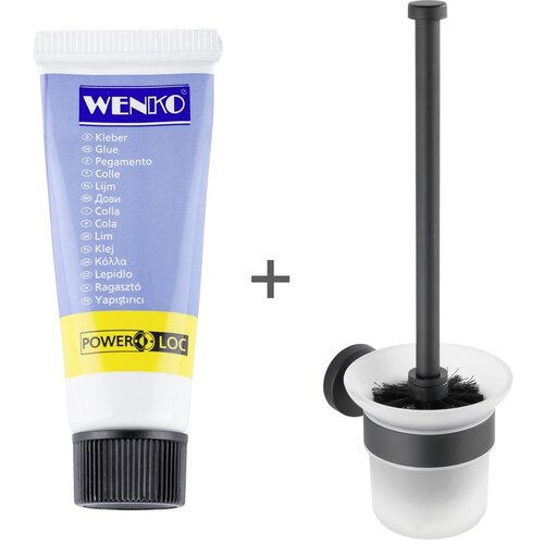 Wenko Mat crna staklena samoljepljiva WC četka Bosio – Cijene