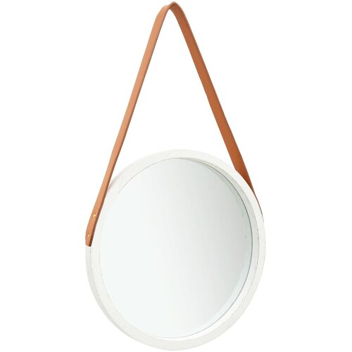 vidaXL Stensko ogledalo s pasom 40 cm belo Cene