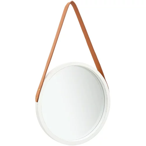 vidaXL zidno ogledalo s remenom 40 cm bijelo
