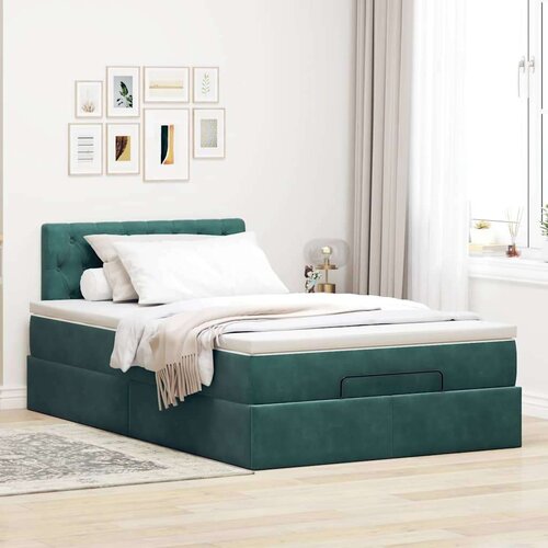 VidaXL okvir za krevet s madraca tamnozeleni 120x190 cm bar&amp;scaron;unasti Slike
