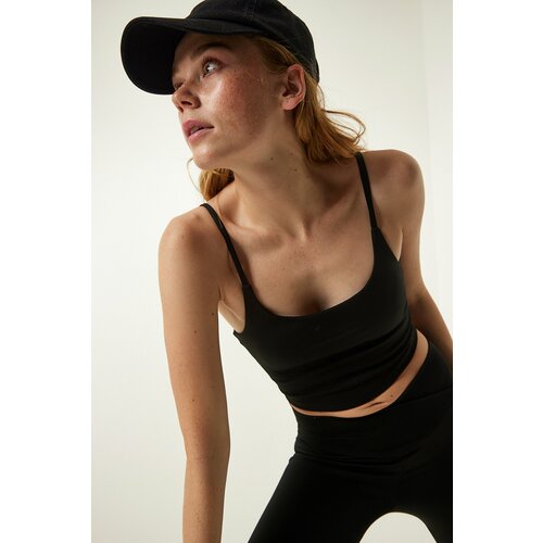Happiness İstanbul Black Thin Strap Knitted Sports Bra Cene