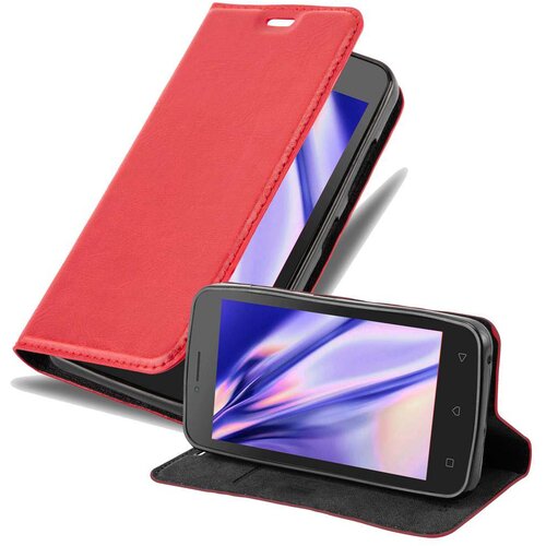 Cadorabo Ohi&scaron;je, združljivo z Lenovo A PLUS v rdeče jabolko - Za&scaron;čitni ovitek z magnetnim zapiranjem, stoječo funkcijo in režo za kartice, (20560927) Cene