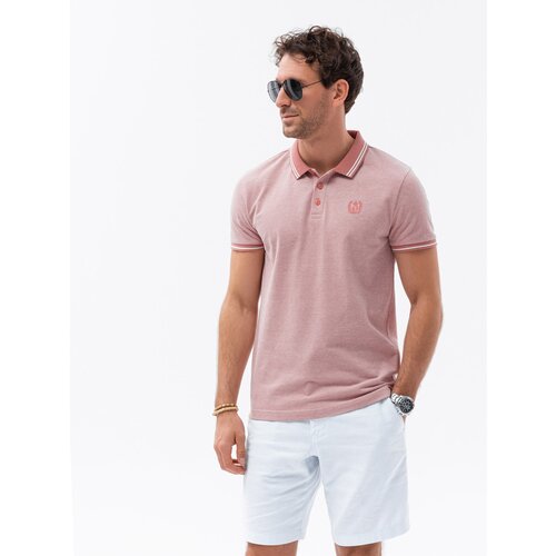 Ombre Men's melange polo shirt with contrasting collar Slike
