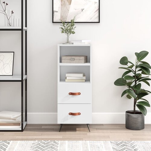 The Living Store Komoda visok sijaj bela 34,5x34x90 cm inženirski les - Komoda, (21662678) Slike