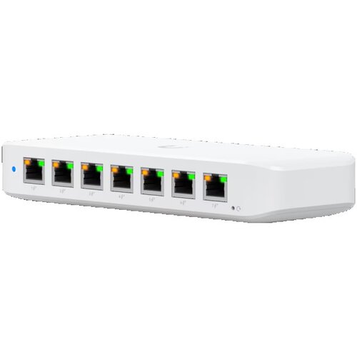 Ubiquiti USW-Ultra Layer 2, 8-port GbE PoE switch with versatile mounting options: 7x GbE PoE+ output ports, 1 xGbE PoE++ input port ( USW- Cene