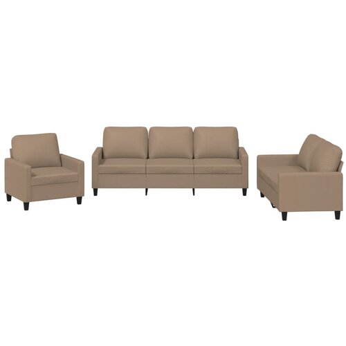 Maison Chic Sedežna garnitura - kavč 3-delna z blazinami kapučino umetno usnje, (21729187) Cene