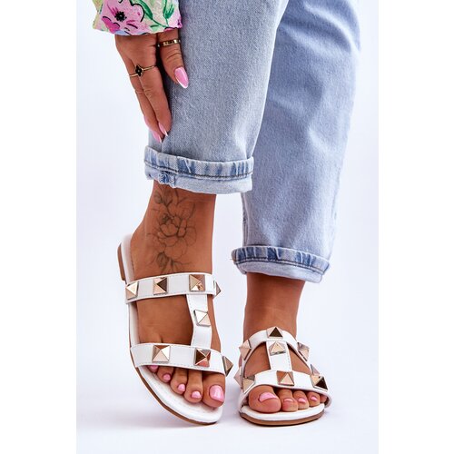 Boto Women's Slippers With Large Studs White Mercure Cene