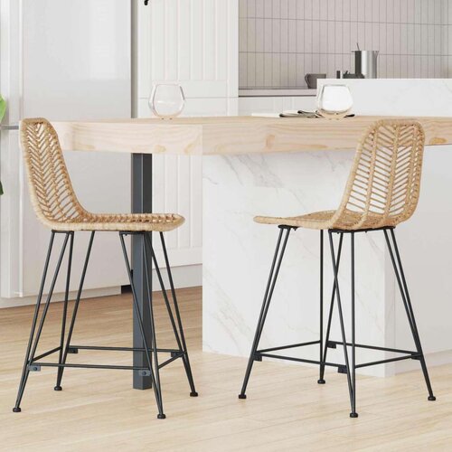  Barski stol 2 pcs Naravna 44,5 x 54,5 x 97,5 cm Ratan in železo, (5000092569) Cene