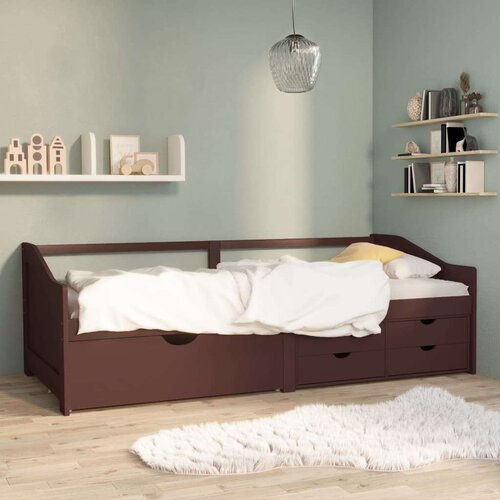 vidaXL Trosed z leži&scaron;čem in predali temno rjava borovina 90x200 cm Cene