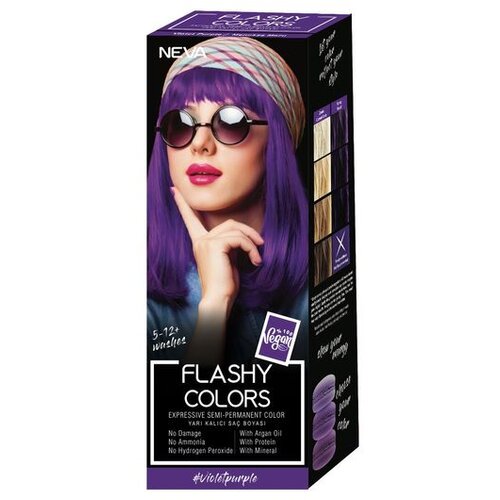 Neva FLASHY COLORS Polutrajna farba za kosu 100ml - Violet Purple Cene