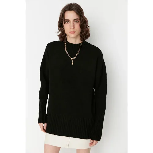 Trendyol Black Straight Collar Oversize Knitwear Sweater