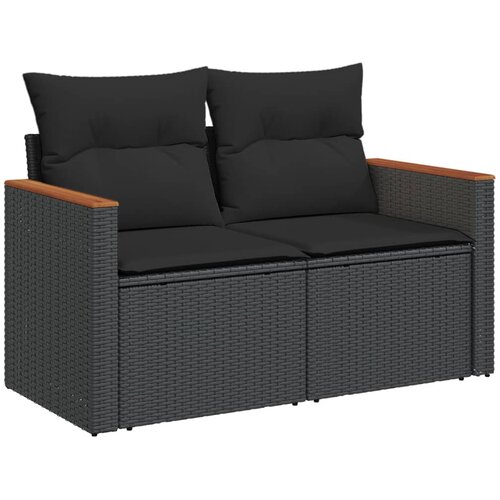  8-dijelni set vrtnih sofa od poliratana s jastucima crni Crna 61 x 62 x 69 cm Slike