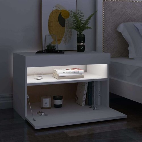 VidaXL noćni ormarić LED visoki sjaj bijeli 2 kom 60 x 35 x 40 cm drvo Slike