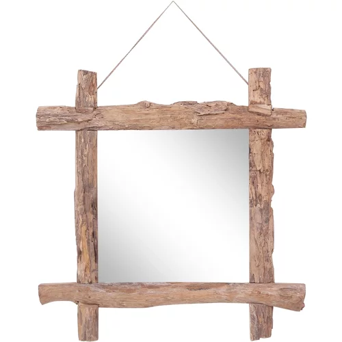 vidaXL ogledalo iz hlodov naravno 70x70 cm trden predelan les