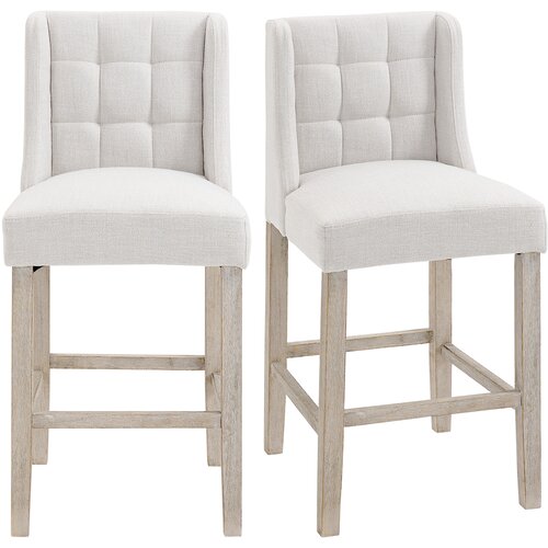 HOMCOM barski stol platneni otip poliester, kavčuk les 47&Scaron; x 50G x 101V cm Bež, (5000242654) Cene