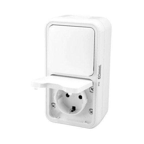 Commel dvopolna uticnica 16a + sklopka 10a 250v ip55 bela ( c043-213 ) Slike