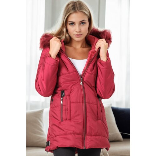 Dewberry Z6668 WOMEN'S COAT-BURGUNDY-1 Cene
