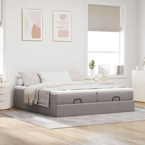 VidaXL otomanski okvir kreveta s madracima smeđesivi 200x200cm tkanine Slike