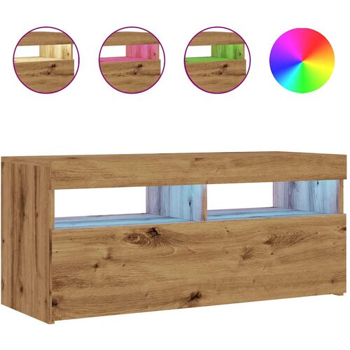 Maison Chic TV omarica - TV stojalo - Televizijska omarica z LED artisan hrast 90x35x40 cm inženirski les, (21699941) Cene