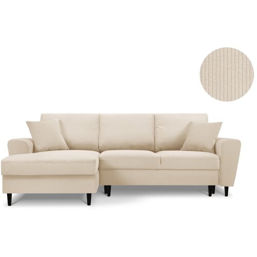 Kooko Home bež kutna sofa od samta Jazz, lijevi kut Slike