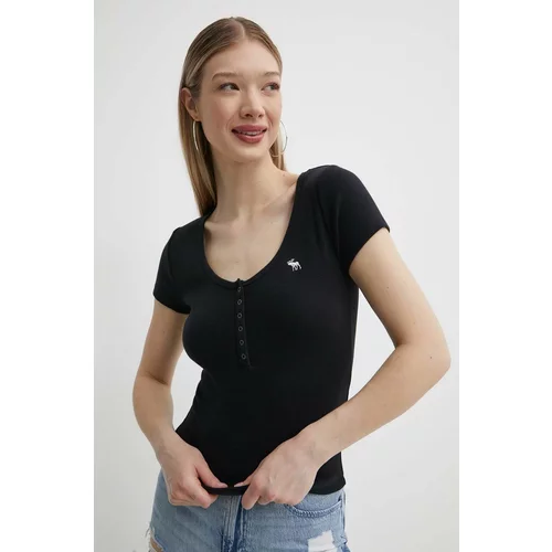 Abercrombie & Fitch Kratka majica ženski, črna barva
