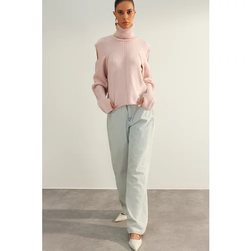 Trendyol Limited Edition Pink Sleeve Detailed Knitwear Sweater