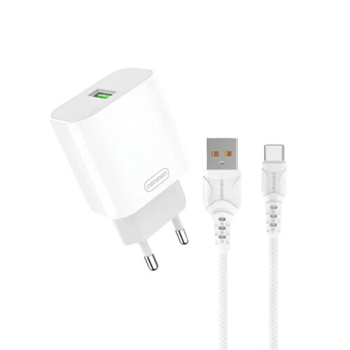 Denmen Kućni punjač DC07T fast 18W 3.6A + kabal Type C beli Slike