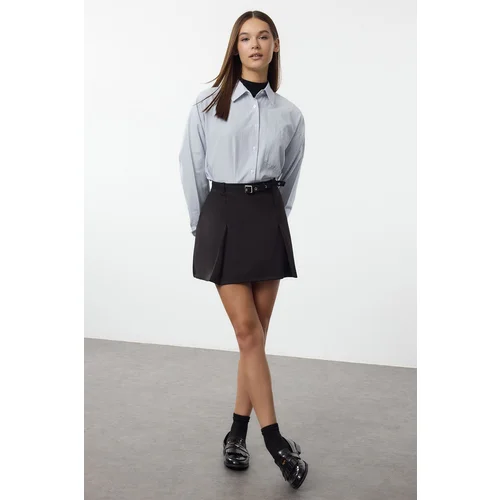 Trendyol Black Low Waist Eyelet and Belt Detailed Mini Pencil Skirt