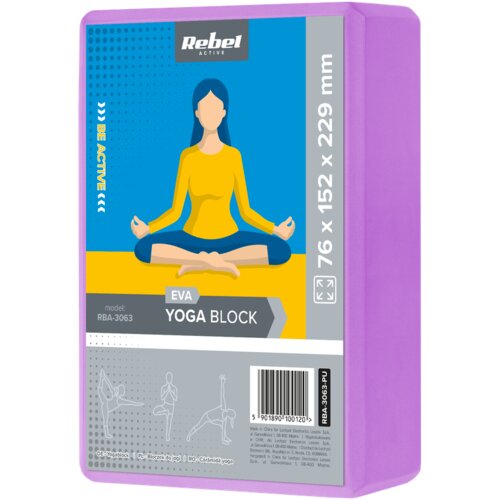 Rebel ACTIVE Blok kocka za jogu i pilates EVA pena ljubičasta RBA-3063-PU Slike