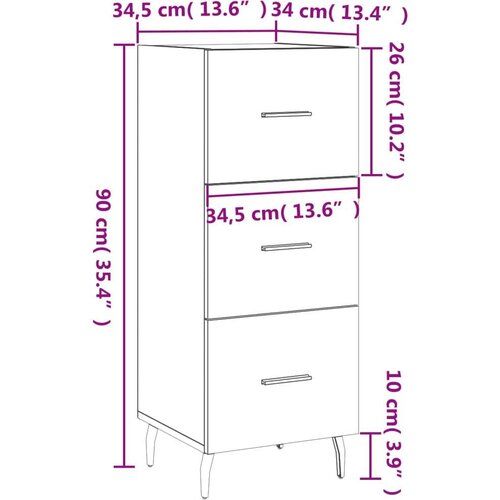 VidaXL Komoda boja hrasta sonome 34 5x34x90 cm od konstruiranog drva Slike