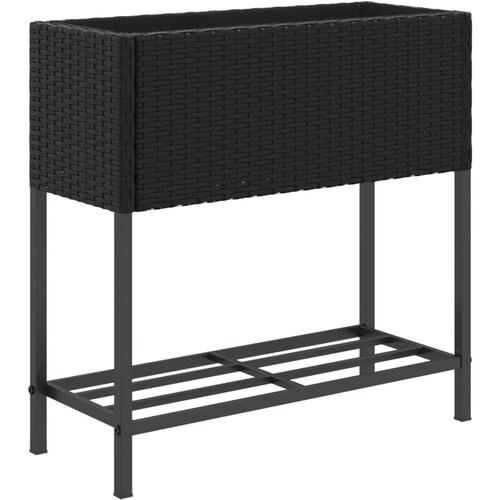  Vrtne sadilice s policom 2 kom crne 70 x 28 x 70 cm poliratan Slike