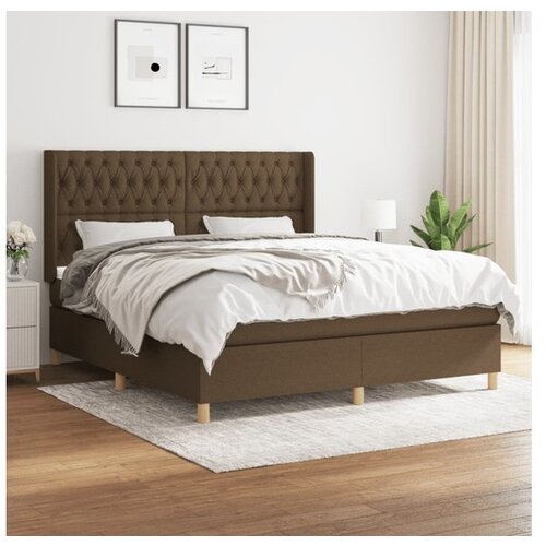 VidaXL Box spring postelja z vzmetnico temno rjava 180x200 c Slike