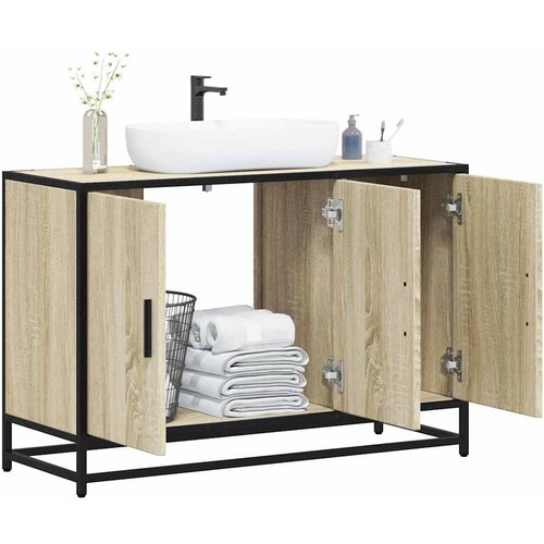vidaXL Kopalniška omarica sonoma hrast 90x33x60 cm inženirski les Cene