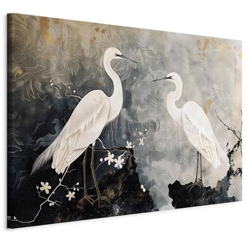  XXL slika - Herons and cherry blossoms - oriental-style illustration depicting birds 140x93 Cijene