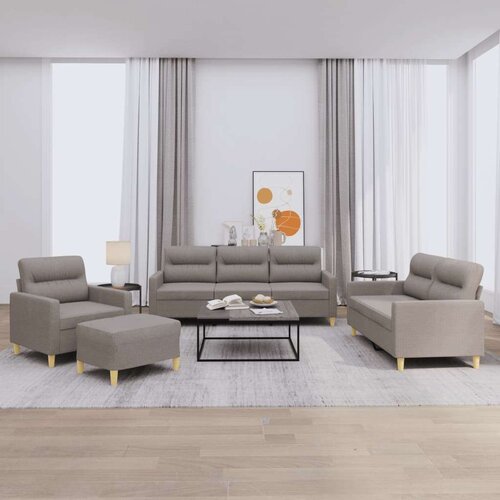  4-dijelni set sofa s jastucima smeđesivi od tkanine Cijene