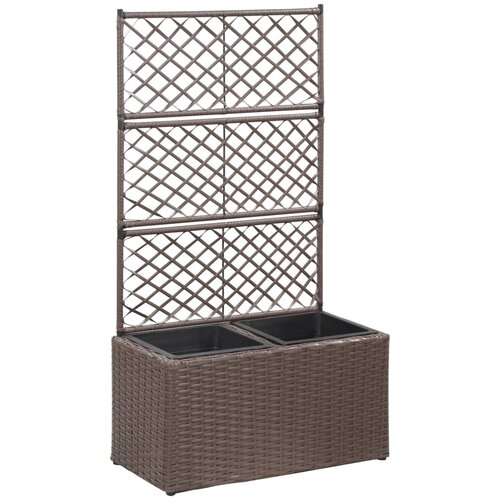 vidaXL Visoka greda z oporno mrežo in 2 loncema 58x30x107 cm rjava Cene