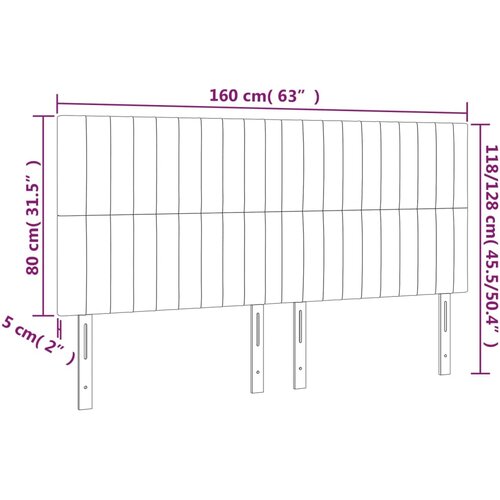  LED uzglavlje smeđesivo 160x5x118/128 cm od tkanine Slike