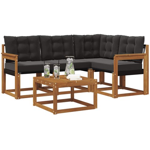  Set vanjskih sofa 5 kom. Prirodna i crna Slike