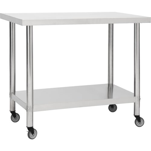 VidaXL kuhinjska delovna miza s kolesi 80x60x85 cm nerjaveče jeklo Slike