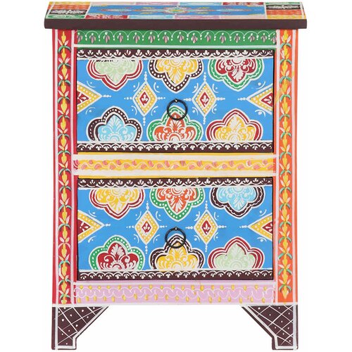  Ručno obojeni noćni ormarić 40 x 30 x 50 cm masivno drvo manga &amp;Scaron;arena Slike