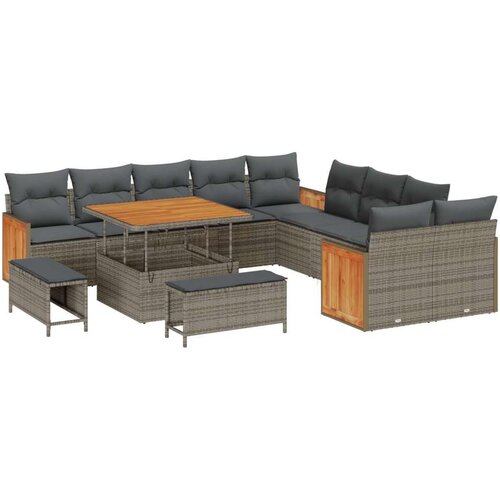  13 delni vrtni sofa set z blazinami Siva Poli ratan Akacija Cene