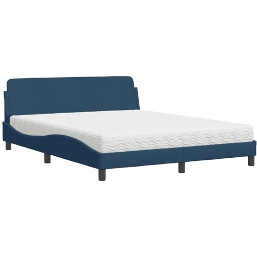 VidaXL Postelja z vzmetnico modra 160x200 cm blago, (21204710) Slike