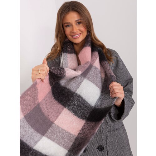 Fashion Hunters Pink and gray women&amp;#039;s scarf with fringe Slike