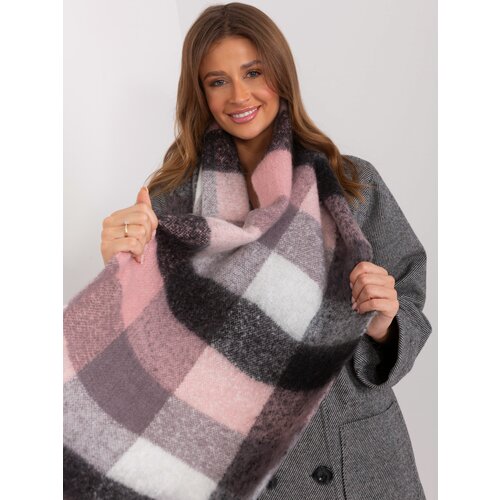 Fashion Hunters Pink and gray women's scarf with fringe Cene